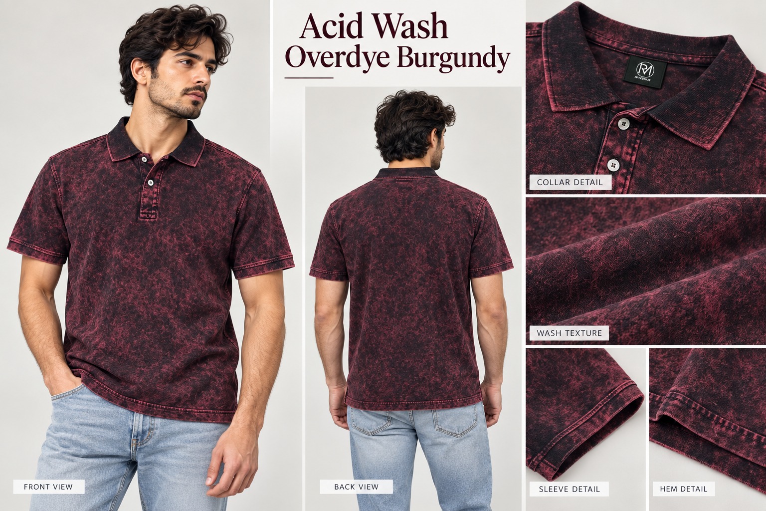 Lava Dyeing Acid Wash Over-Dye Polo Lookbook