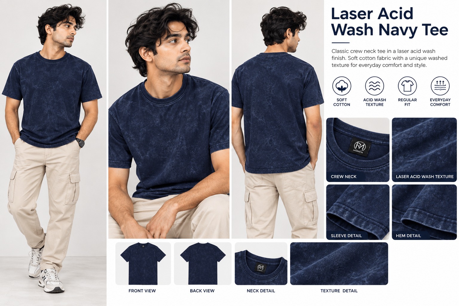 Acid Wash Effect in Lazer Print Tee Lookbook