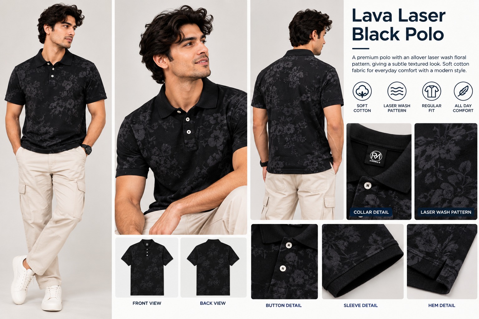 Lava Dyeing Lazer Print Polo Lookbook