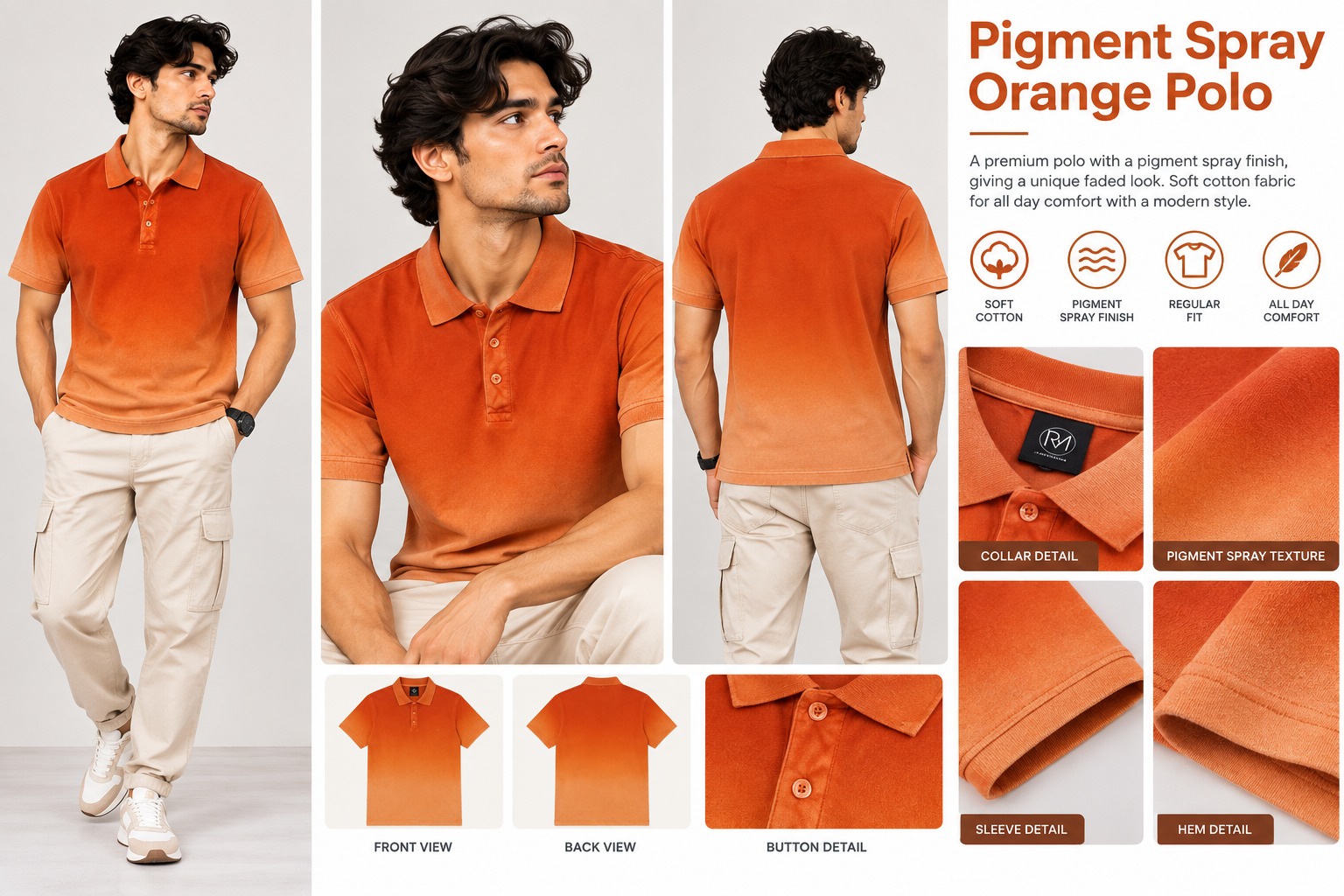 Garment Dyeing Pigment Spray Polo Lookbook